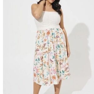Torrid Floral Midi Strapless Dress